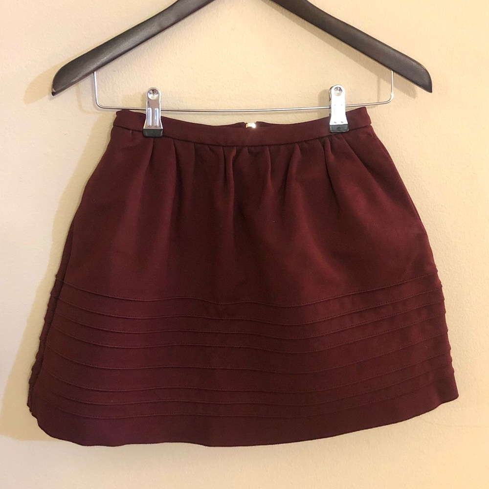 Maje Burgundy Mini Skater Skirt